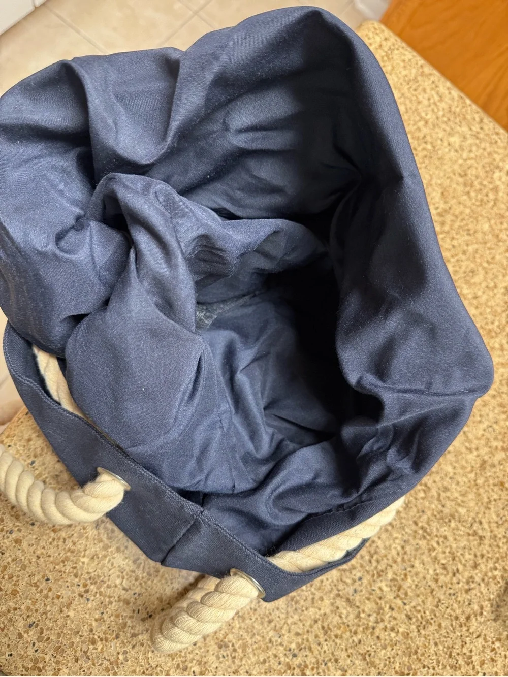 Jean Paul Gaultier Navy Canvas Drawstring Rope Backpack